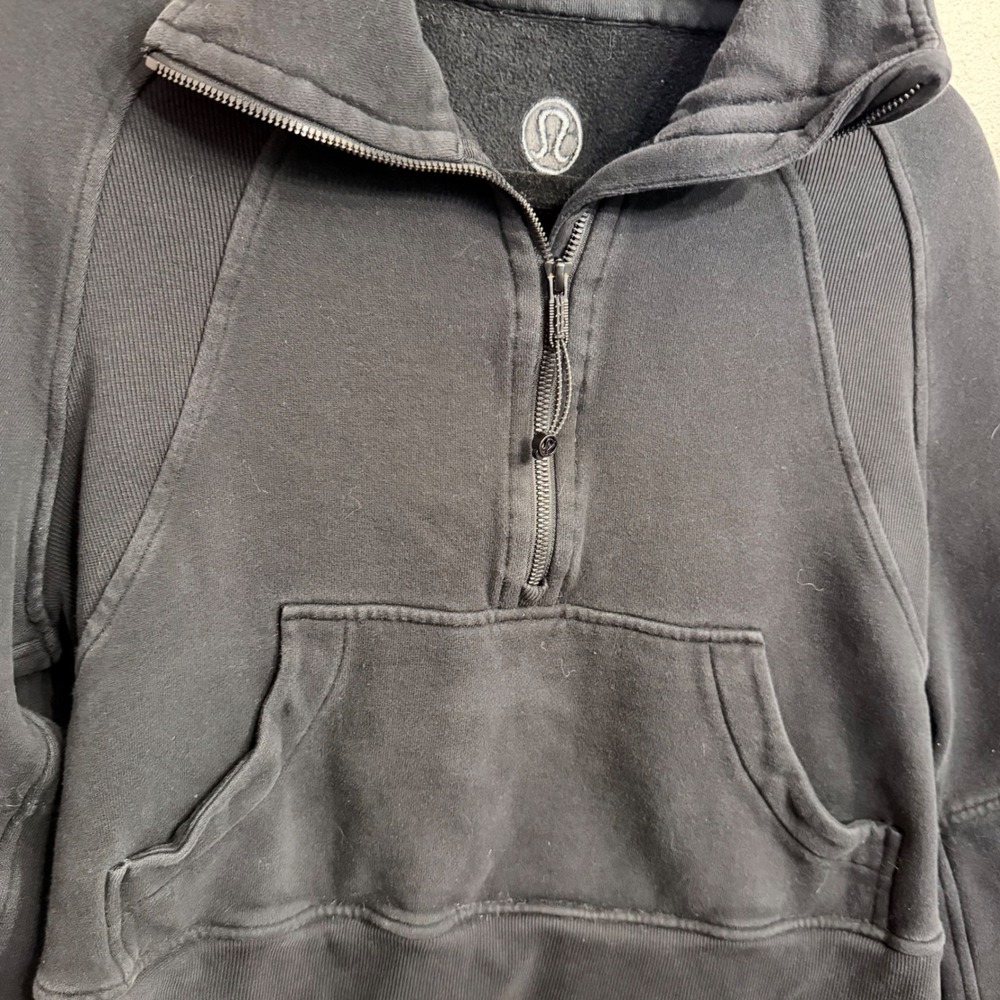 Lululemon Scuba Oversized Half-Zip Black Cropped Funnel-Neck Sweatshirt - Picture 3 of 8